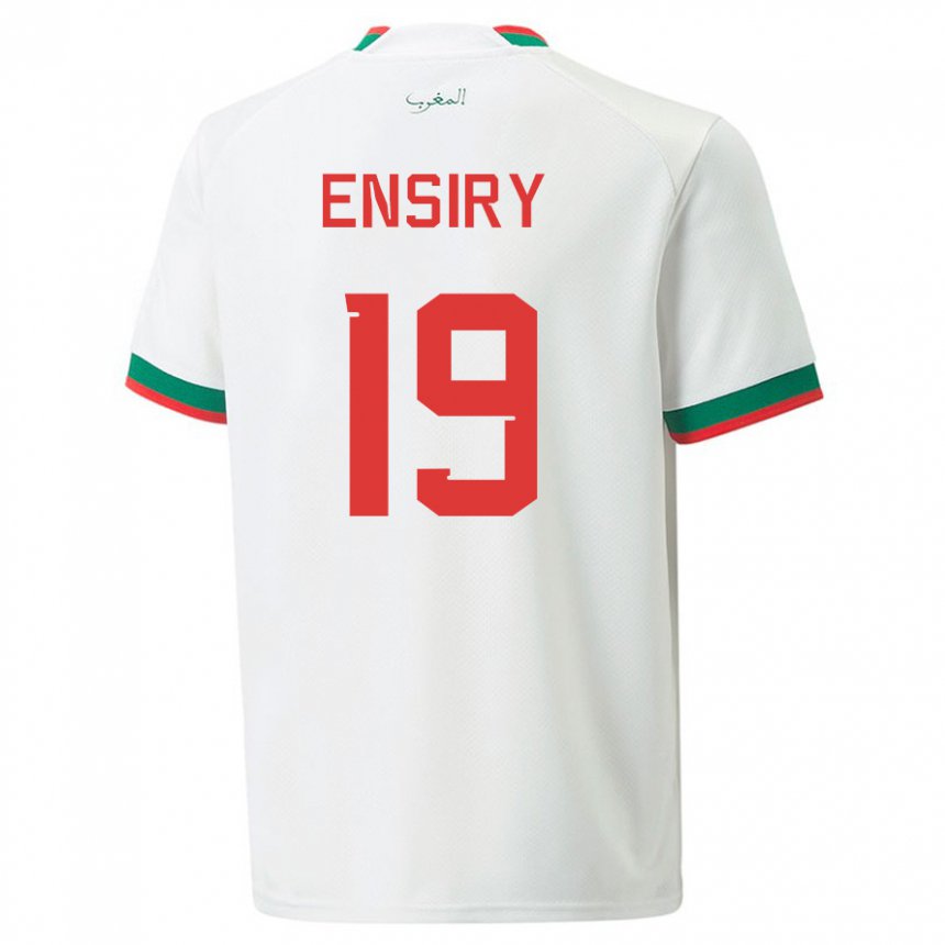 Homme Maillot Maroc Youssef Ensiry #19 Blanc Tenues Extérieur 22-24 T-shirt Suisse