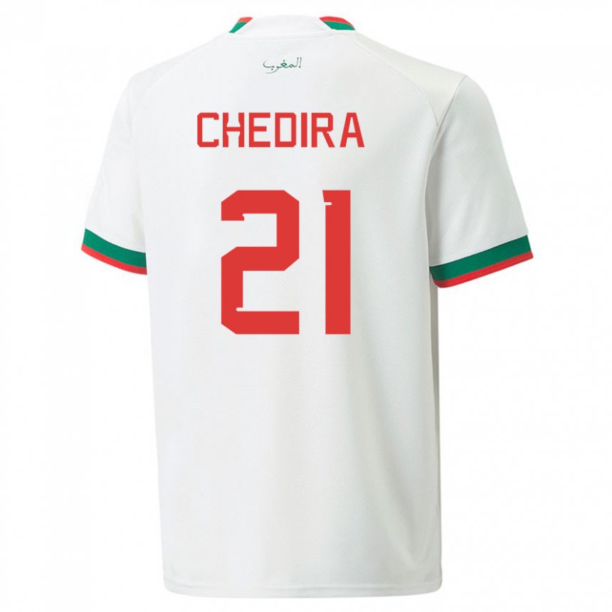 Homme Maillot Maroc Walid Chedira #21 Blanc Tenues Extérieur 22-24 T-shirt Suisse