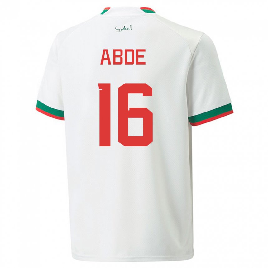 Homme Maillot Maroc Ez Abde #16 Blanc Tenues Extérieur 22-24 T-shirt Suisse