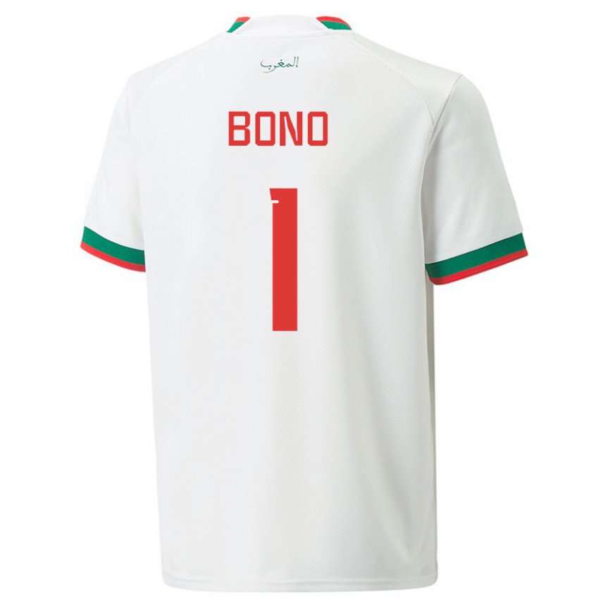 Homme Maillot Maroc Bono #1 Blanc Tenues Extérieur 22-24 T-shirt Suisse