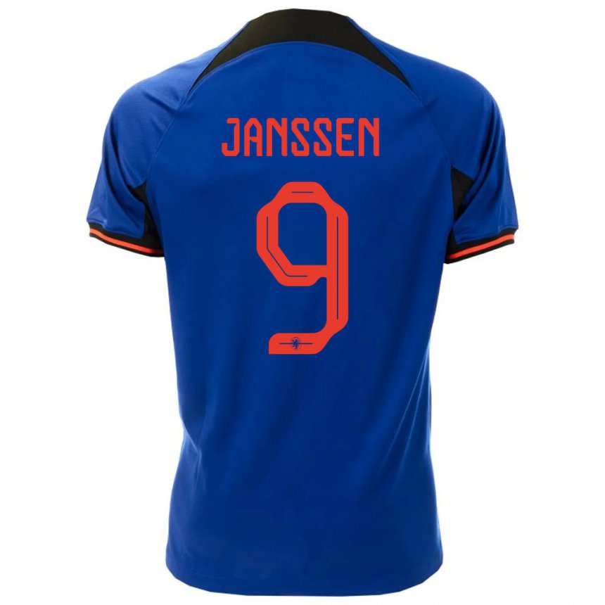 Homme Maillot Pays-bas Vincent Janssen #9 Bleu Royal Tenues Extérieur 22-24 T-shirt Suisse