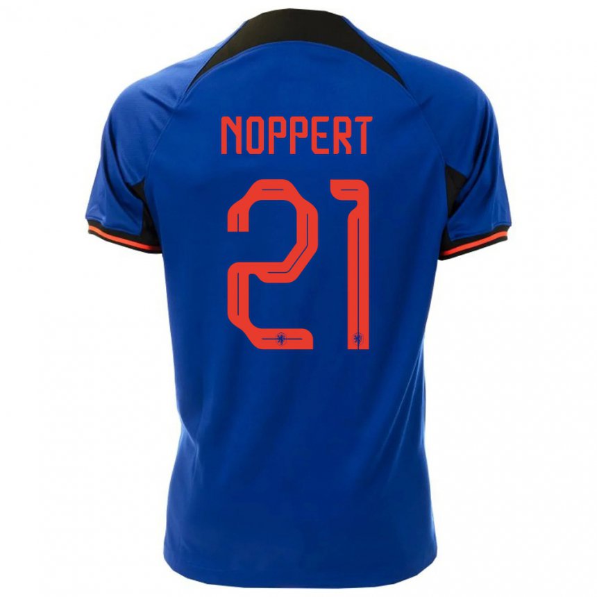Homme Maillot Pays-bas Andries Noppert #21 Bleu Royal Tenues Extérieur 22-24 T-shirt Suisse
