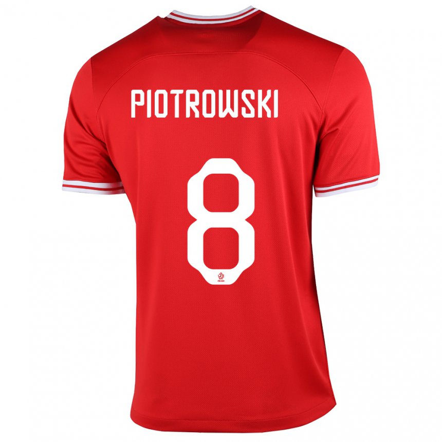 Homme Maillot Pologne Jakub Piotrowski #8 Rouge Tenues Extérieur 22-24 T-shirt Suisse