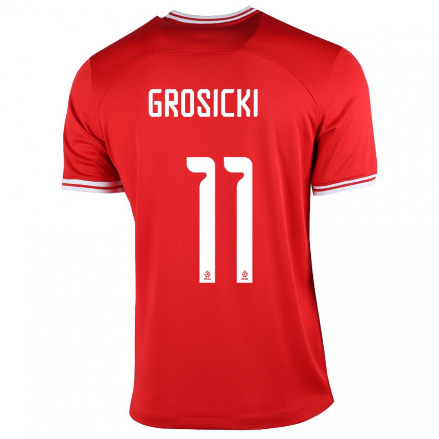 Homme Maillot Pologne Kamil Grosicki #11 Rouge Tenues Extérieur 22-24 T-shirt Suisse