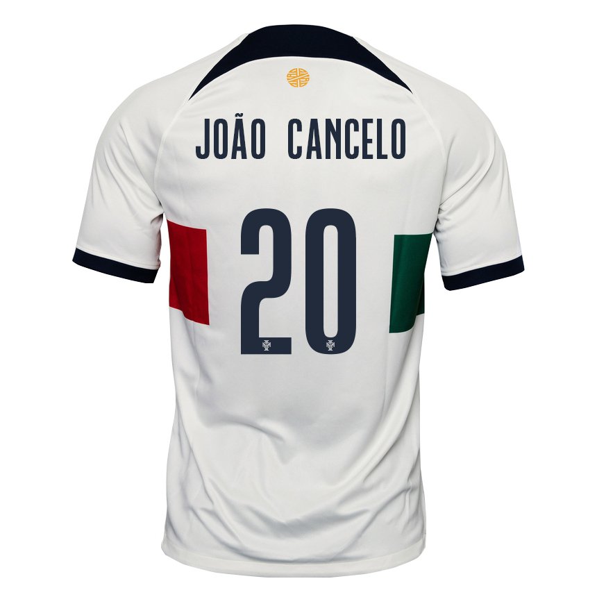 Homme Maillot Portugal Joao Cancelo #20 Blanc Tenues Extérieur 22-24 T-shirt Suisse
