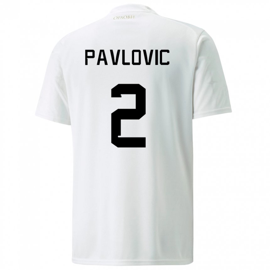 Homme Maillot Serbie Strahinja Pavlovic #2 Blanc Tenues Extérieur 22-24 T-shirt Suisse
