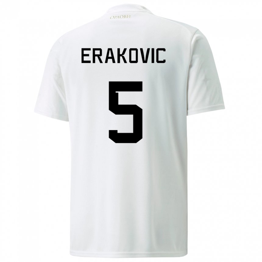 Homme Maillot Serbie Strahinja Erakovic #5 Blanc Tenues Extérieur 22-24 T-shirt Suisse