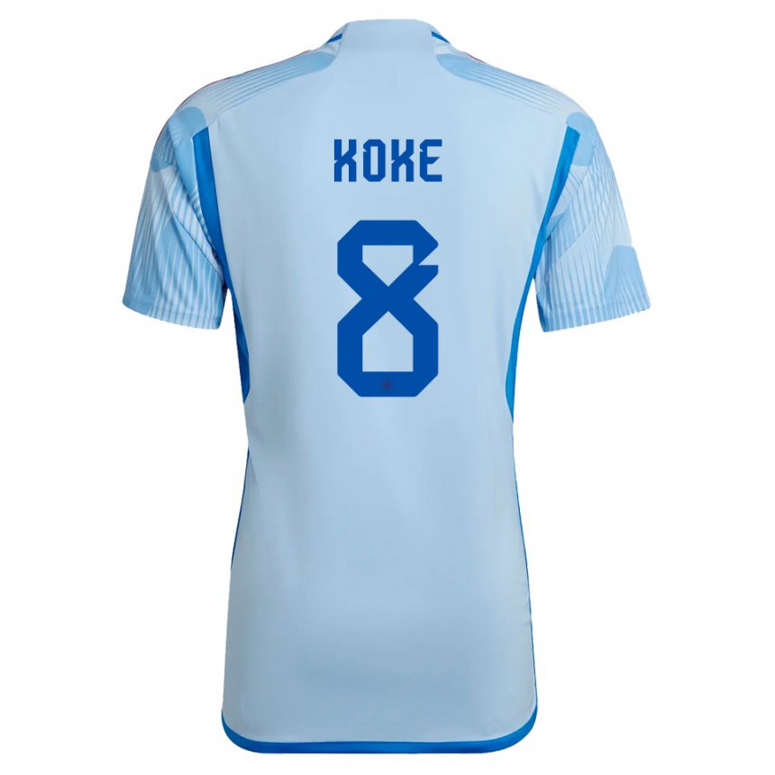 Homme Maillot Espagne Koke #8 Bleu Ciel Tenues Extérieur 22-24 T-shirt Suisse