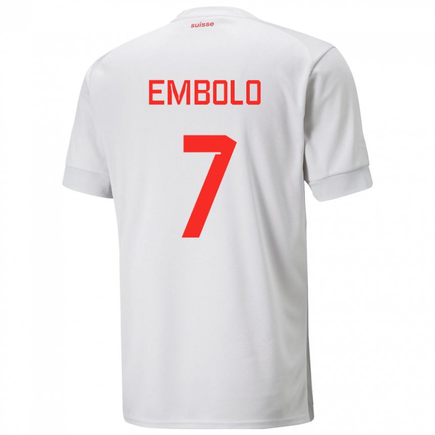 Homme Maillot Suisse Breel Embolo #7 Blanc Tenues Extérieur 22-24 T-shirt Suisse