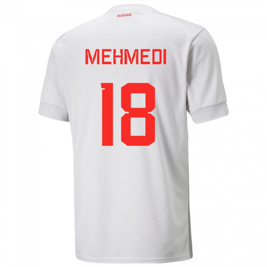 Homme Maillot Suisse Admir Mehmedi #18 Blanc Tenues Extérieur 22-24 T-shirt Suisse