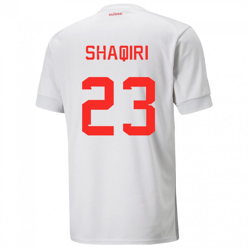 Homme Maillot Suisse Xherdan Shaqiri #23 Blanc Tenues Extérieur 22-24 T-shirt Suisse