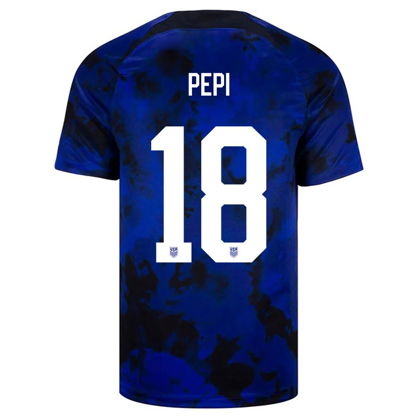 Homme Maillot États-unis Ricardo Pepi #18 Bleu Royal Tenues Extérieur 22-24 T-shirt Suisse