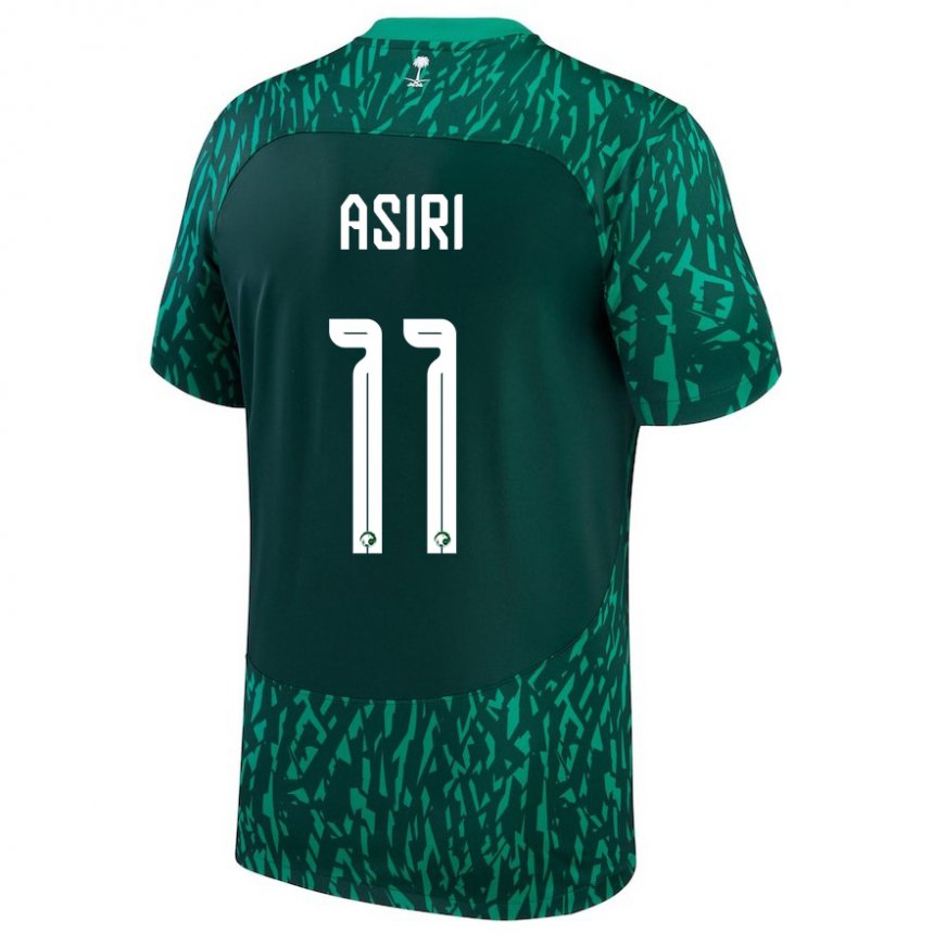 Homme Maillot Arabie Saoudite Haitham Asiri #11 Vert Foncé Tenues Extérieur 22-24 T-shirt Suisse