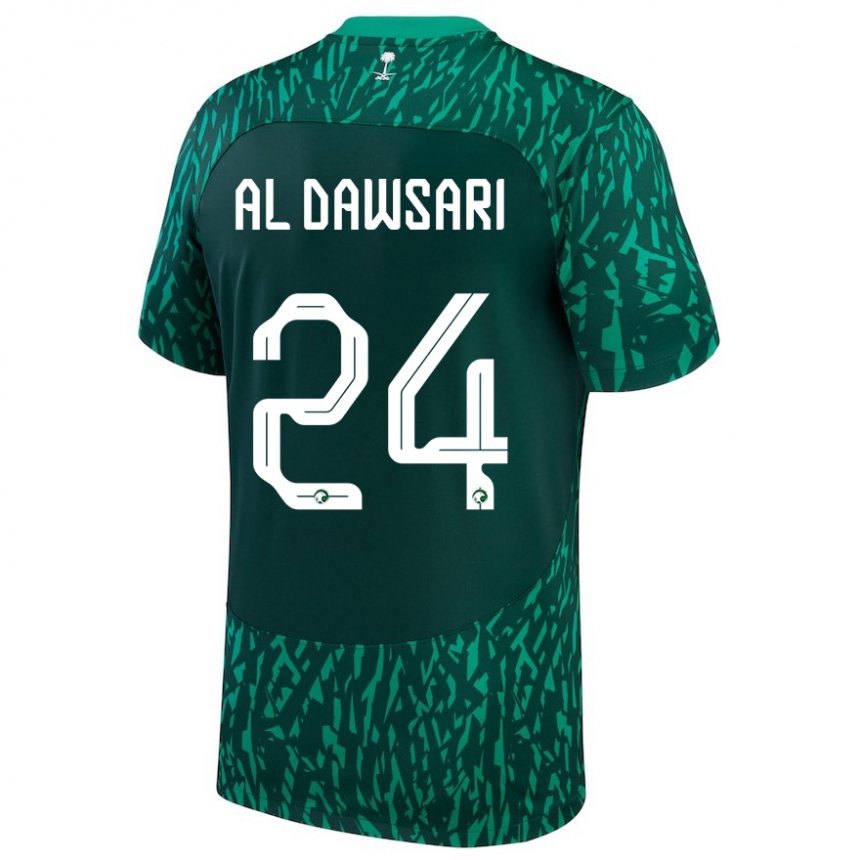 Homme Maillot Arabie Saoudite Nasser Al Dawsari #24 Vert Foncé Tenues Extérieur 22-24 T-shirt Suisse