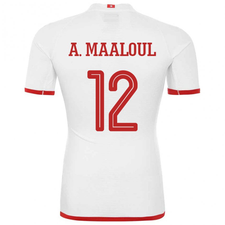 Homme Maillot Tunisie Ali Maaloul #12 Blanc Tenues Extérieur 22-24 T-shirt Suisse