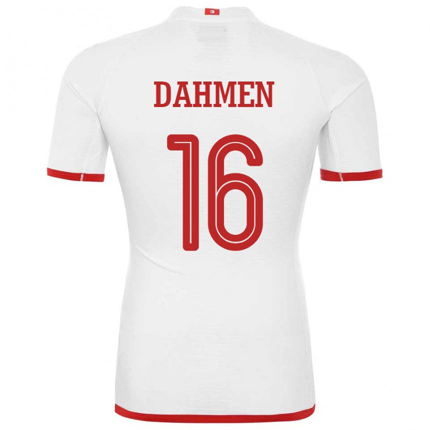 Homme Maillot Tunisie Aymen Dahmen #16 Blanc Tenues Extérieur 22-24 T-shirt Suisse