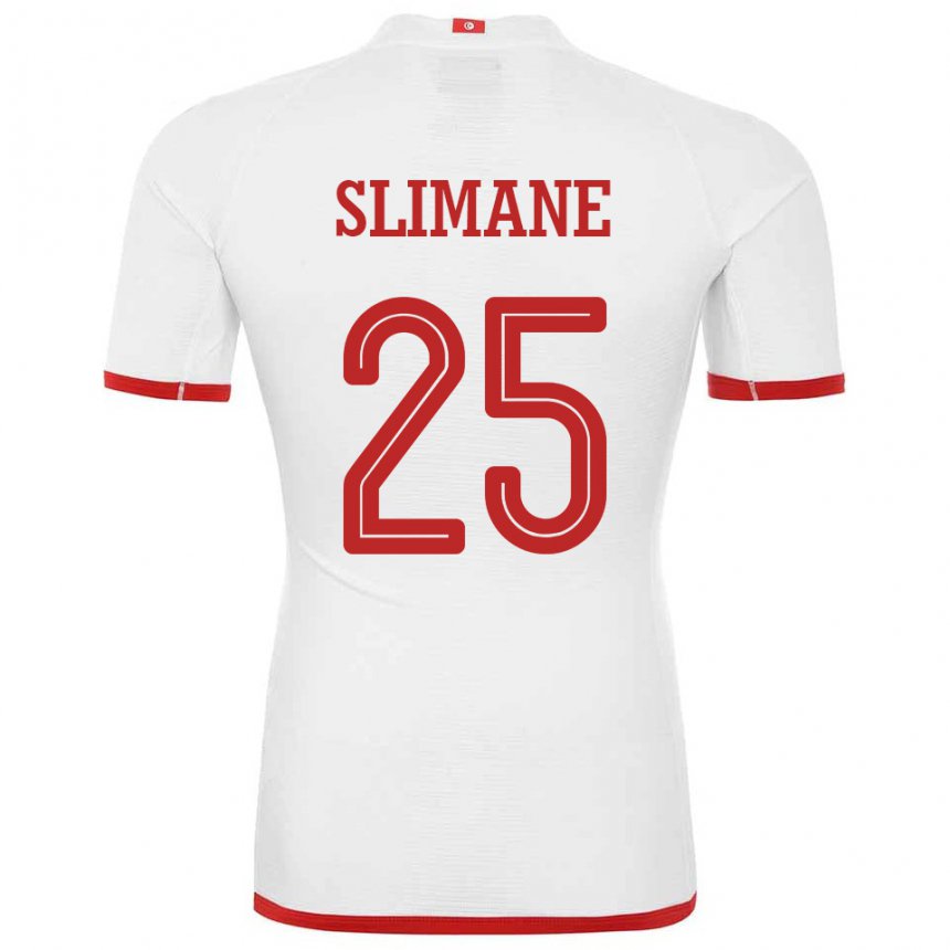 Homme Maillot Tunisie Anis Ben Slimane #25 Blanc Tenues Extérieur 22-24 T-shirt Suisse