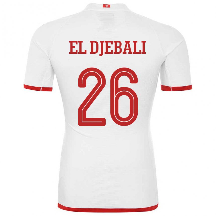 Homme Maillot Tunisie Chaim El Djebali #26 Blanc Tenues Extérieur 22-24 T-shirt Suisse