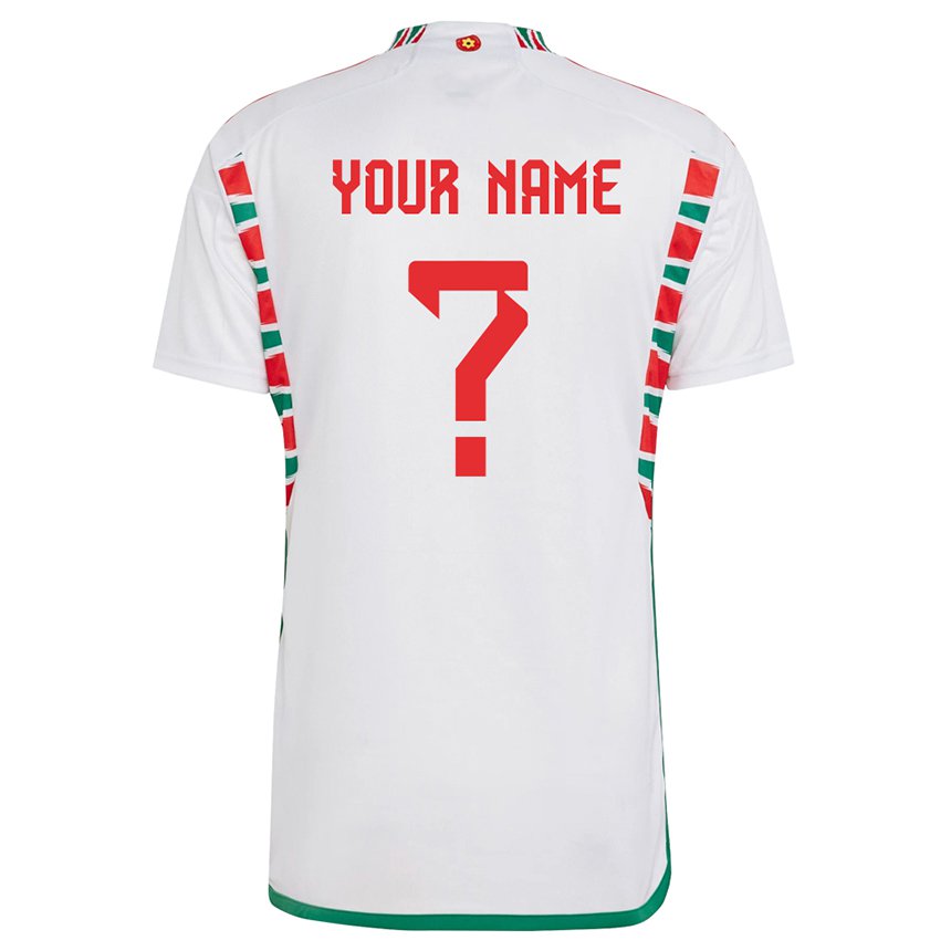 Homme Maillot Pays De Galles Votre Nom #0 Blanc Tenues Extérieur 22-24 T-shirt Suisse