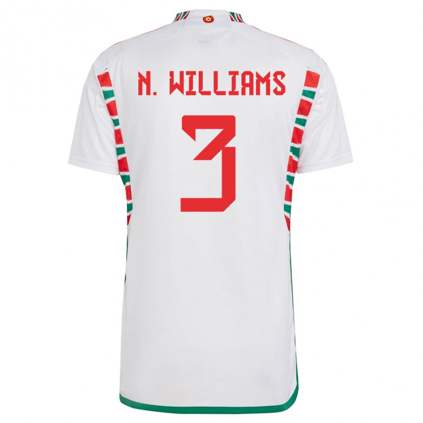 Herren Walisische Neco Williams #3 Weiß Auswärtstrikot Trikot 22-24 T-shirt Schweiz