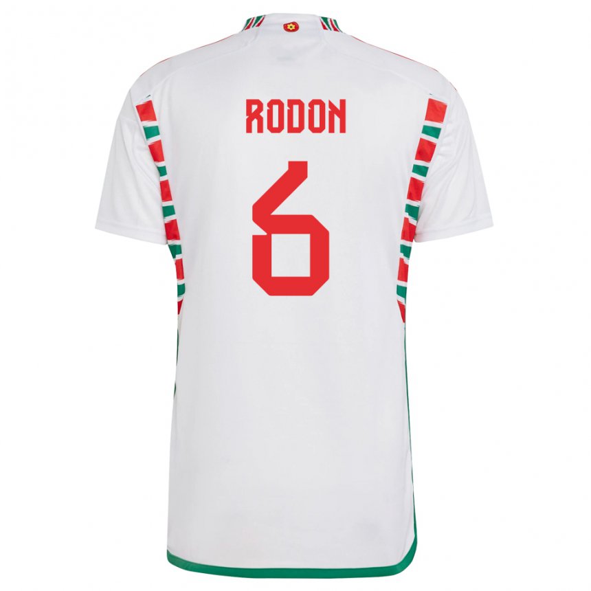 Homme Maillot Pays De Galles Joe Rodon #6 Blanc Tenues Extérieur 22-24 T-shirt Suisse