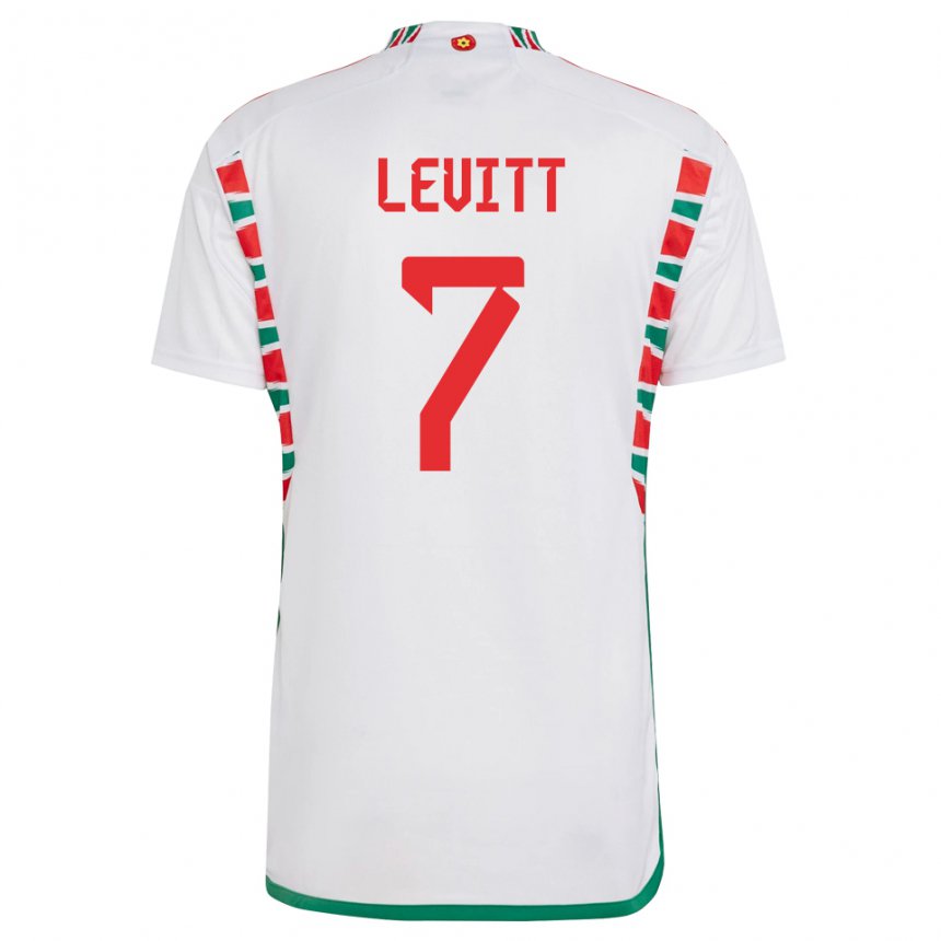 Homme Maillot Pays De Galles Dylan Levitt #7 Blanc Tenues Extérieur 22-24 T-shirt Suisse