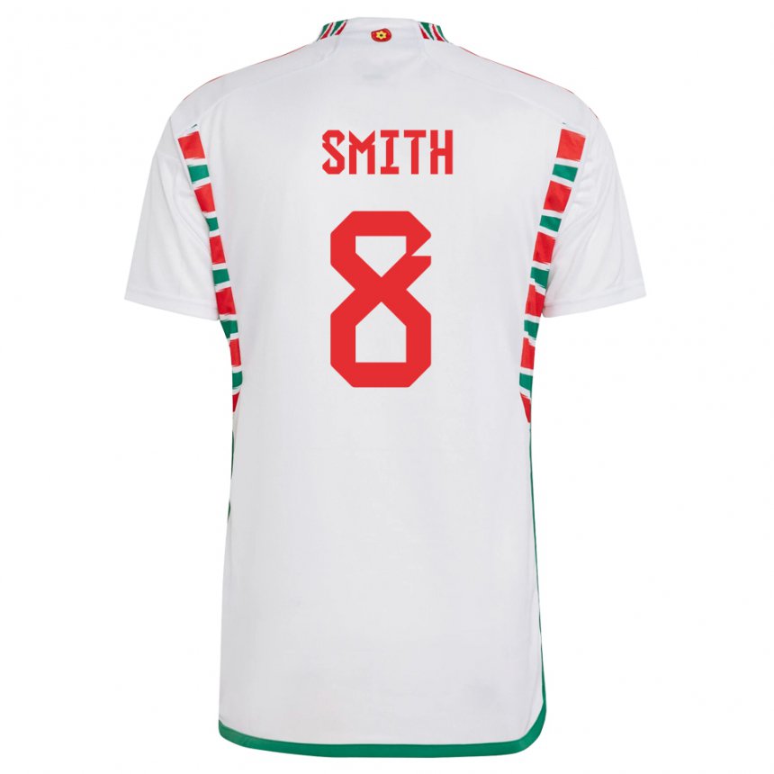 Homme Maillot Pays De Galles Matt Smith #8 Blanc Tenues Extérieur 22-24 T-shirt Suisse