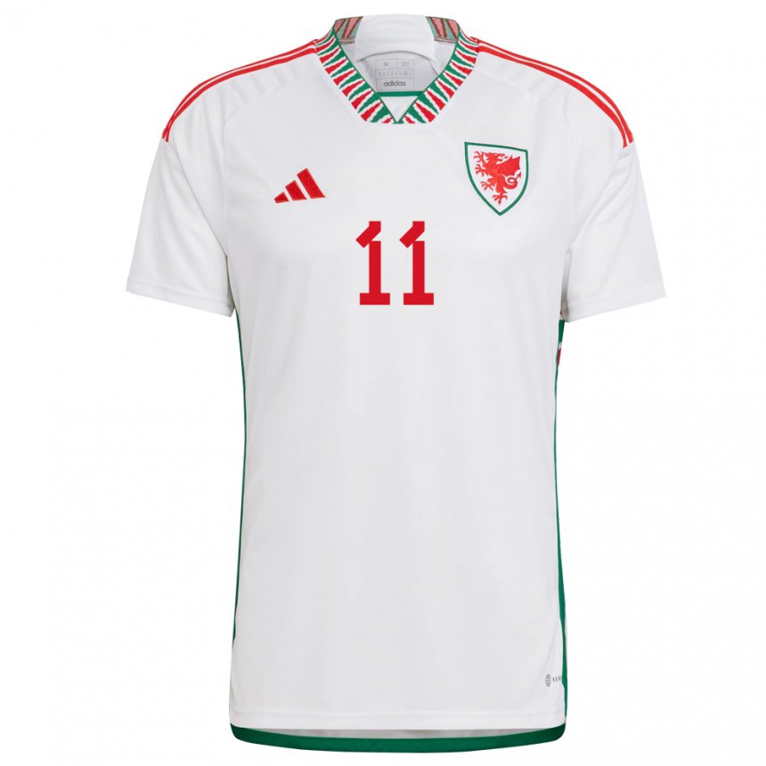 Homme Maillot Pays De Galles Gareth Bale #11 Blanc Tenues Extérieur 22-24 T-shirt Suisse