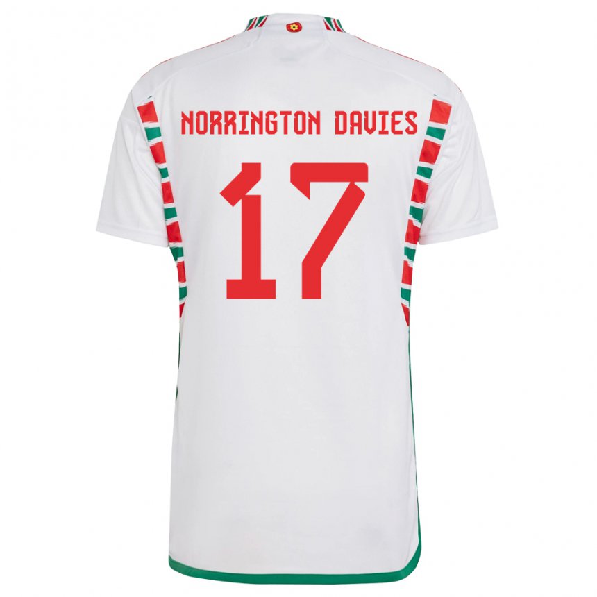 Homme Maillot Pays De Galles Rhys Norrington Davies #17 Blanc Tenues Extérieur 22-24 T-shirt Suisse