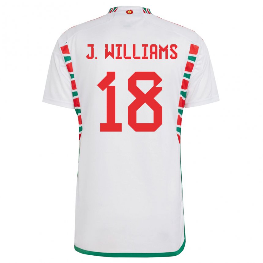 Homme Maillot Pays De Galles Jonathan Williams #18 Blanc Tenues Extérieur 22-24 T-shirt Suisse