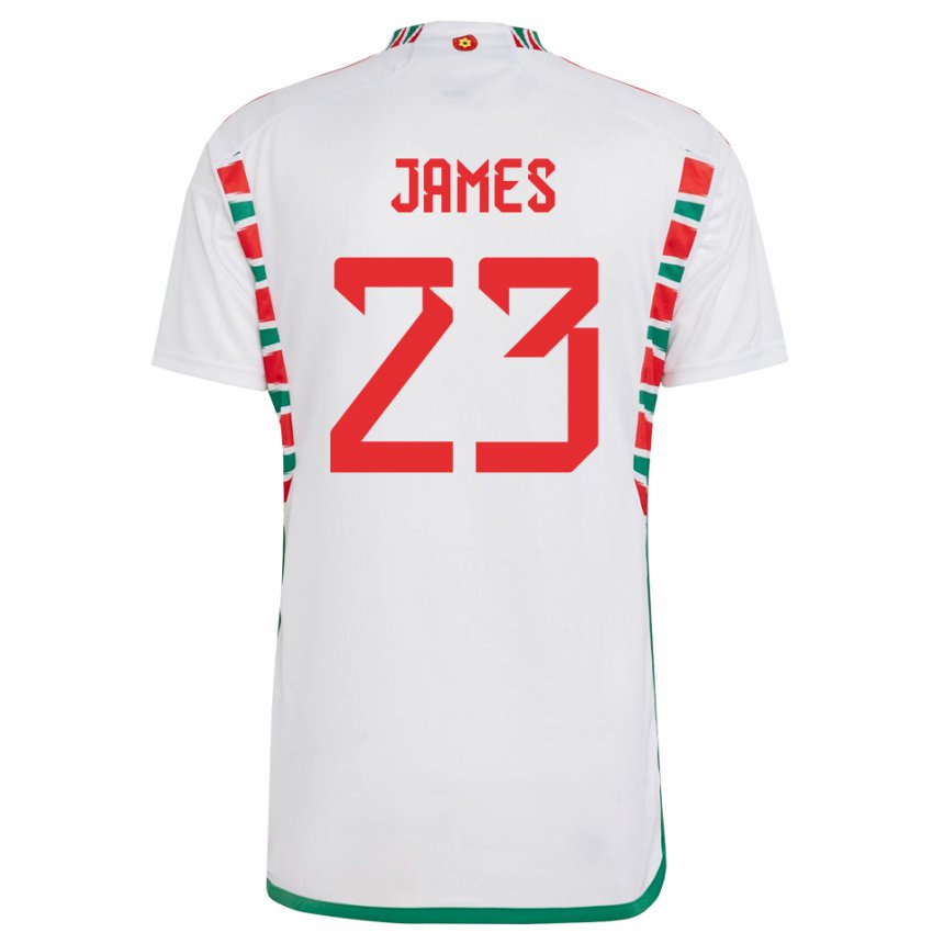 Herren Walisische Jordan James #23 Weiß Auswärtstrikot Trikot 22-24 T-shirt Schweiz