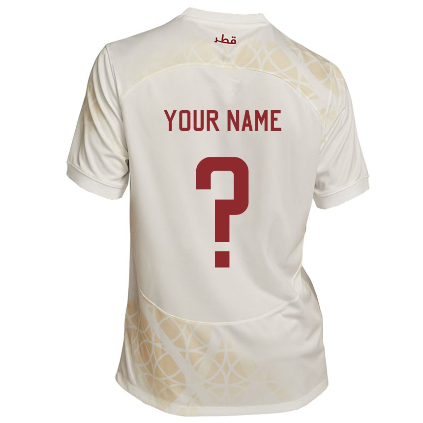 Herren Katarische Ihren Namen #0 Goldbeige Auswärtstrikot Trikot 22-24 T-shirt Schweiz