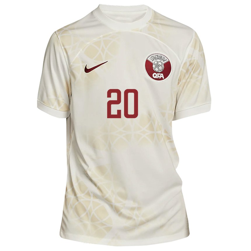 Homme Maillot Qatar Salem Al Hajri #20 Beige Doré Tenues Extérieur 22-24 T-shirt Suisse