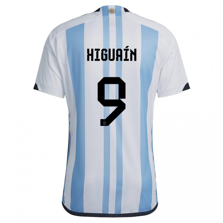 Femme Maillot Argentine Gonzalo Higuain #9 Blanc Bleu Ciel Tenues Domicile 22-24 T-shirt Suisse