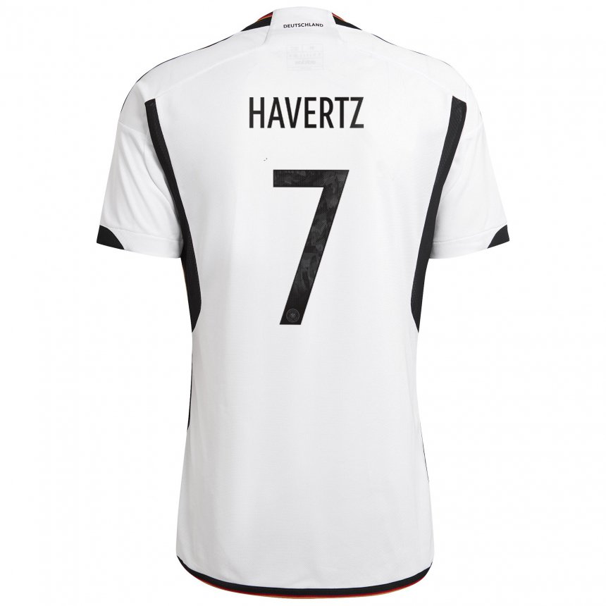 Femme Maillot Allemagne Kai Havertz #7 Blanc Noir Tenues Domicile 22-24 T-shirt Suisse