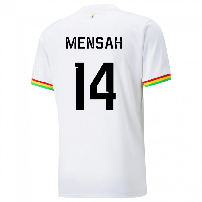 Femme Maillot Ghana Gideon Mensah #14 Blanc Tenues Domicile 22-24 T-shirt Suisse