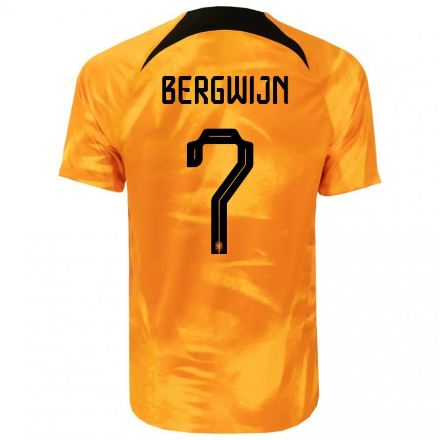 Femme Maillot Pays-bas Steven Bergwijn #7 Orange Laser Tenues Domicile 22-24 T-shirt Suisse
