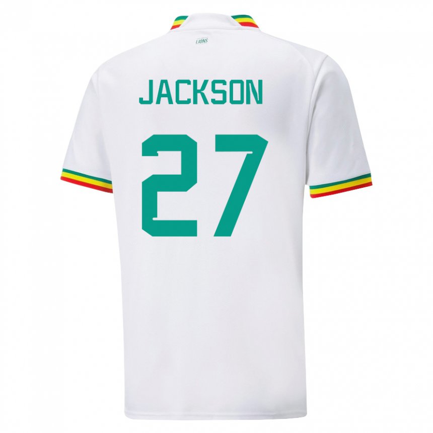 Femme Maillot Sénégal Nicolas Jackson #27 Blanc Tenues Domicile 22-24 T-shirt Suisse