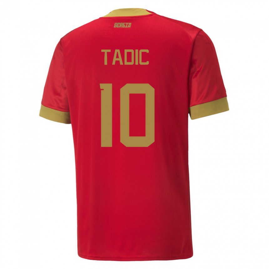 Femme Maillot Serbie Dusan Tadic #10 Rouge Tenues Domicile 22-24 T-shirt Suisse
