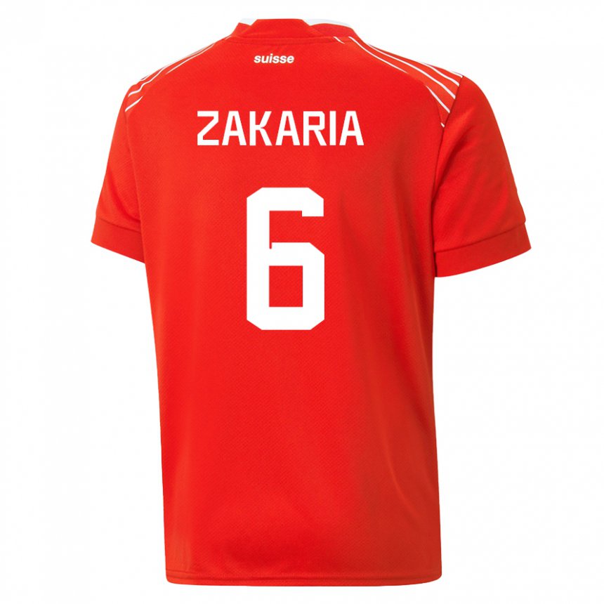 Femme Maillot Suisse Denis Zakaria #6 Rouge Tenues Domicile 22-24 T-shirt Suisse