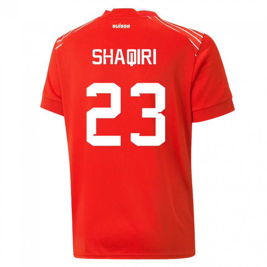 Femme Maillot Suisse Xherdan Shaqiri #23 Rouge Tenues Domicile 22-24 T-shirt Suisse