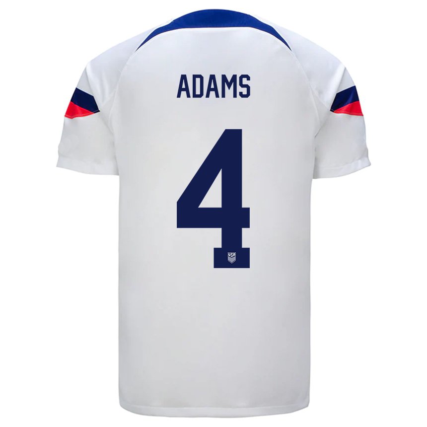 Femme Maillot États-unis Tyler Adams #4 Blanc Tenues Domicile 22-24 T-shirt Suisse