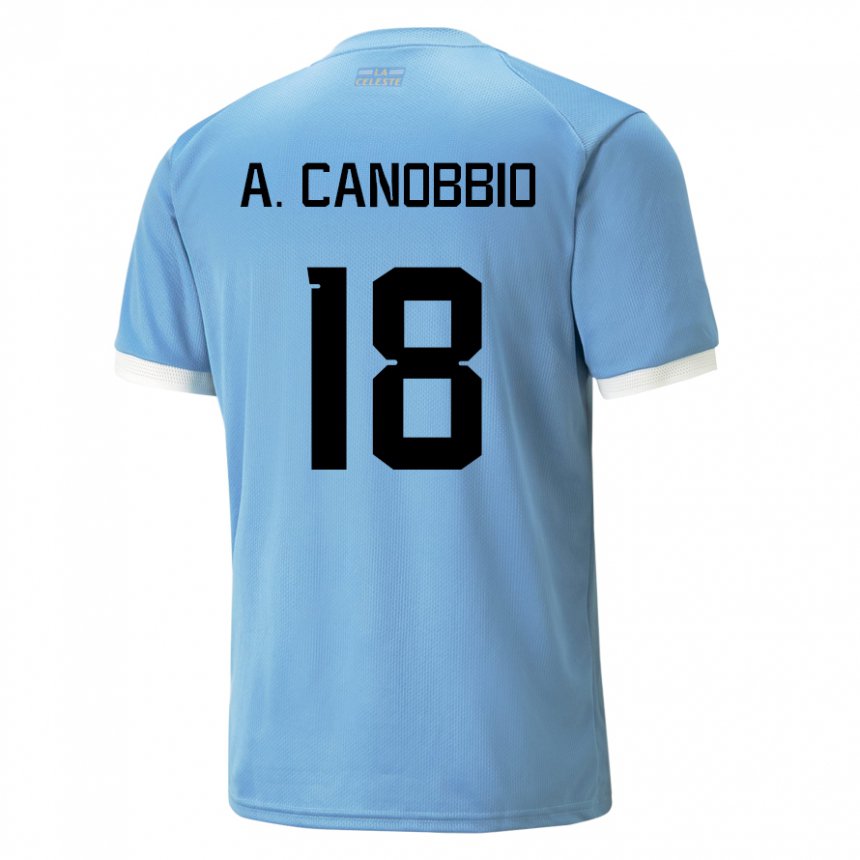 Femme Maillot Uruguay Agustin Canobbio #18 Bleue Tenues Domicile 22-24 T-shirt Suisse