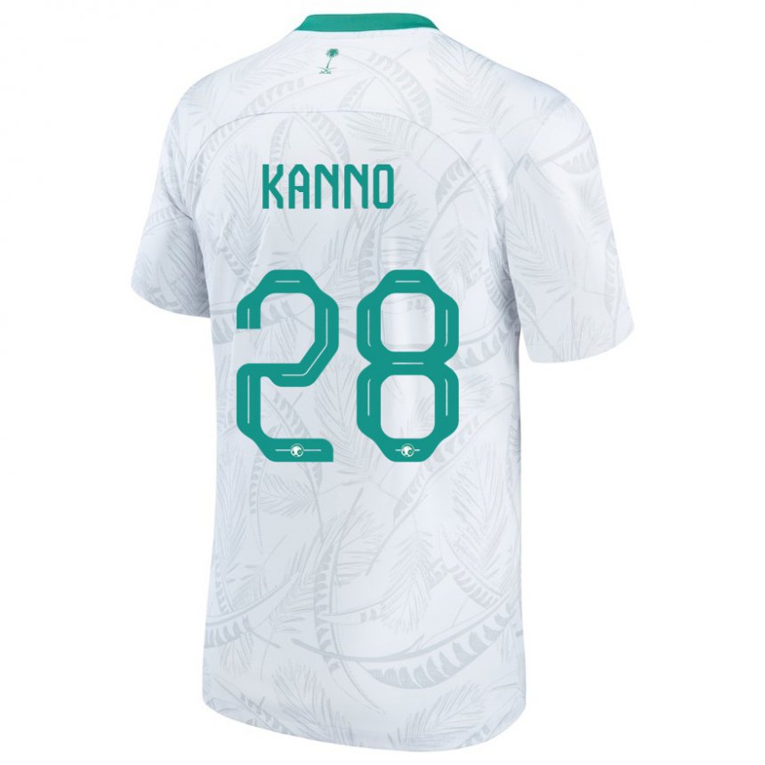 Femme Maillot Arabie Saoudite Mohamed Kanno #28 Blanc Tenues Domicile 22-24 T-shirt Suisse