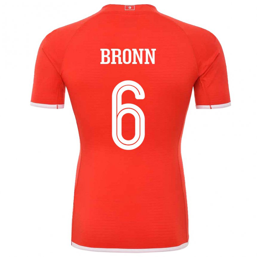 Femme Maillot Tunisie Dylan Bronn #6 Rouge Tenues Domicile 22-24 T-shirt Suisse