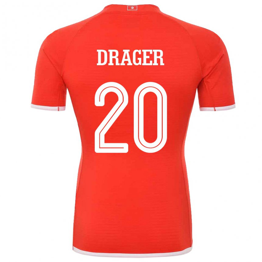 Femme Maillot Tunisie Mohamed Drager #20 Rouge Tenues Domicile 22-24 T-shirt Suisse