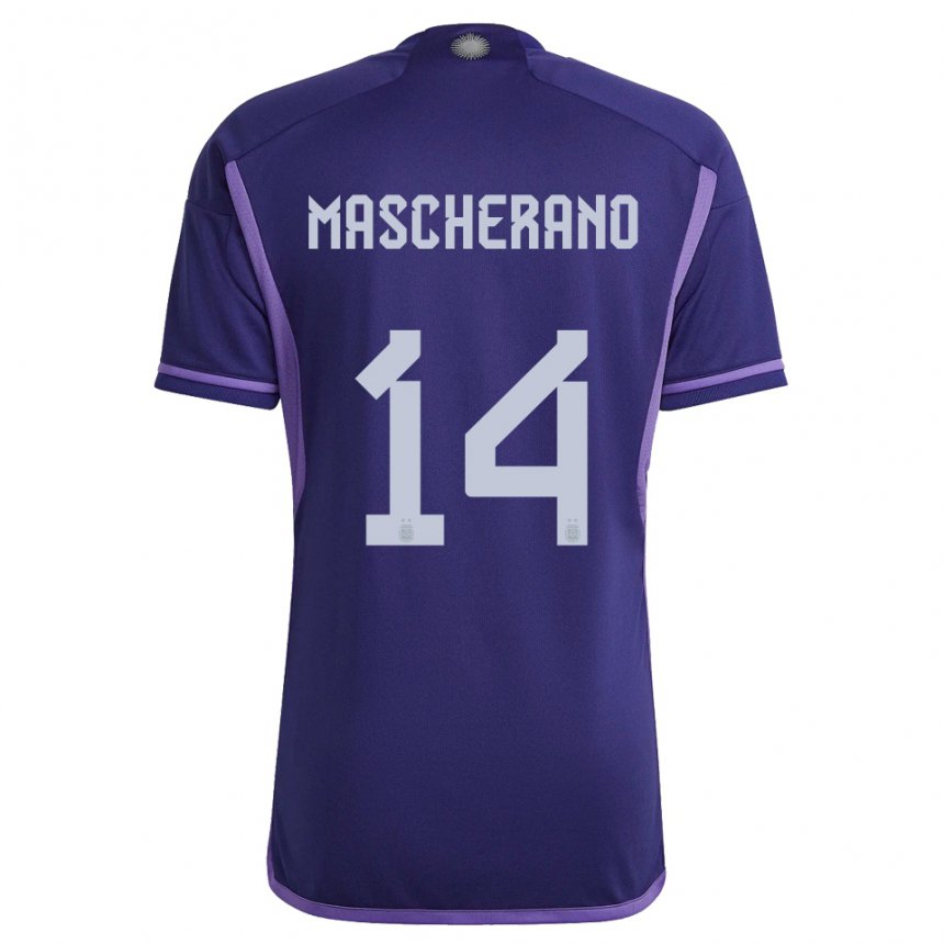 Femme Maillot Argentine Javier Mascherano #14 Violet Tenues Extérieur 22-24 T-shirt Suisse