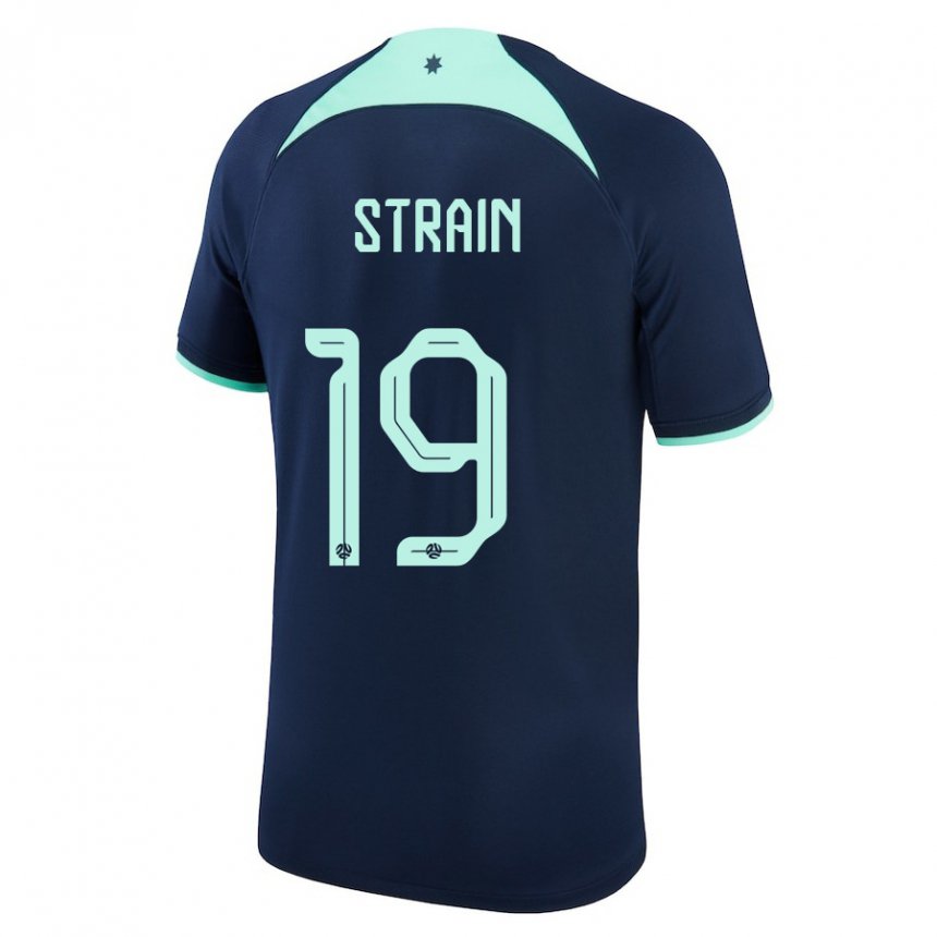 Damen Australische Ryan Strain #19 Dunkelblau Auswärtstrikot Trikot 22-24 T-shirt Schweiz