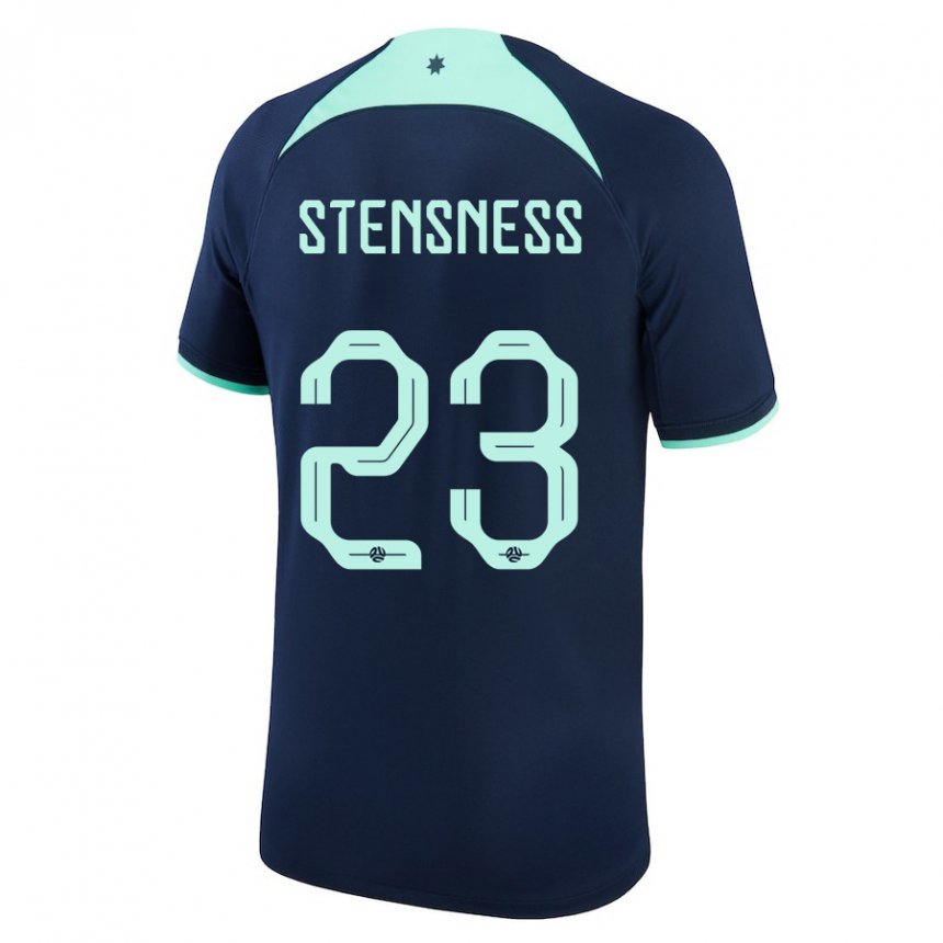 Femme Maillot Australie Gianni Stensness #23 Bleu Foncé Tenues Extérieur 22-24 T-shirt Suisse