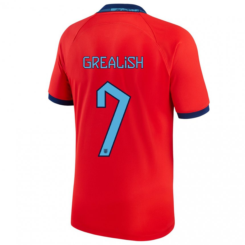 Femme Maillot Angleterre Jack Grealish #7 Rouge Tenues Extérieur 22-24 T-shirt Suisse